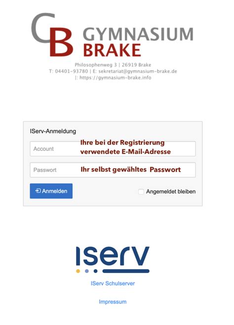 Kurzanleitung zur Registrierung der Elternkonten bei ISERV.